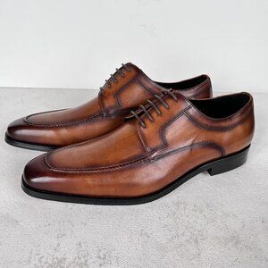 NWOB Gifennse Mens Leather Brown Dress Shoes Mens Oxfords Formal Sz 11